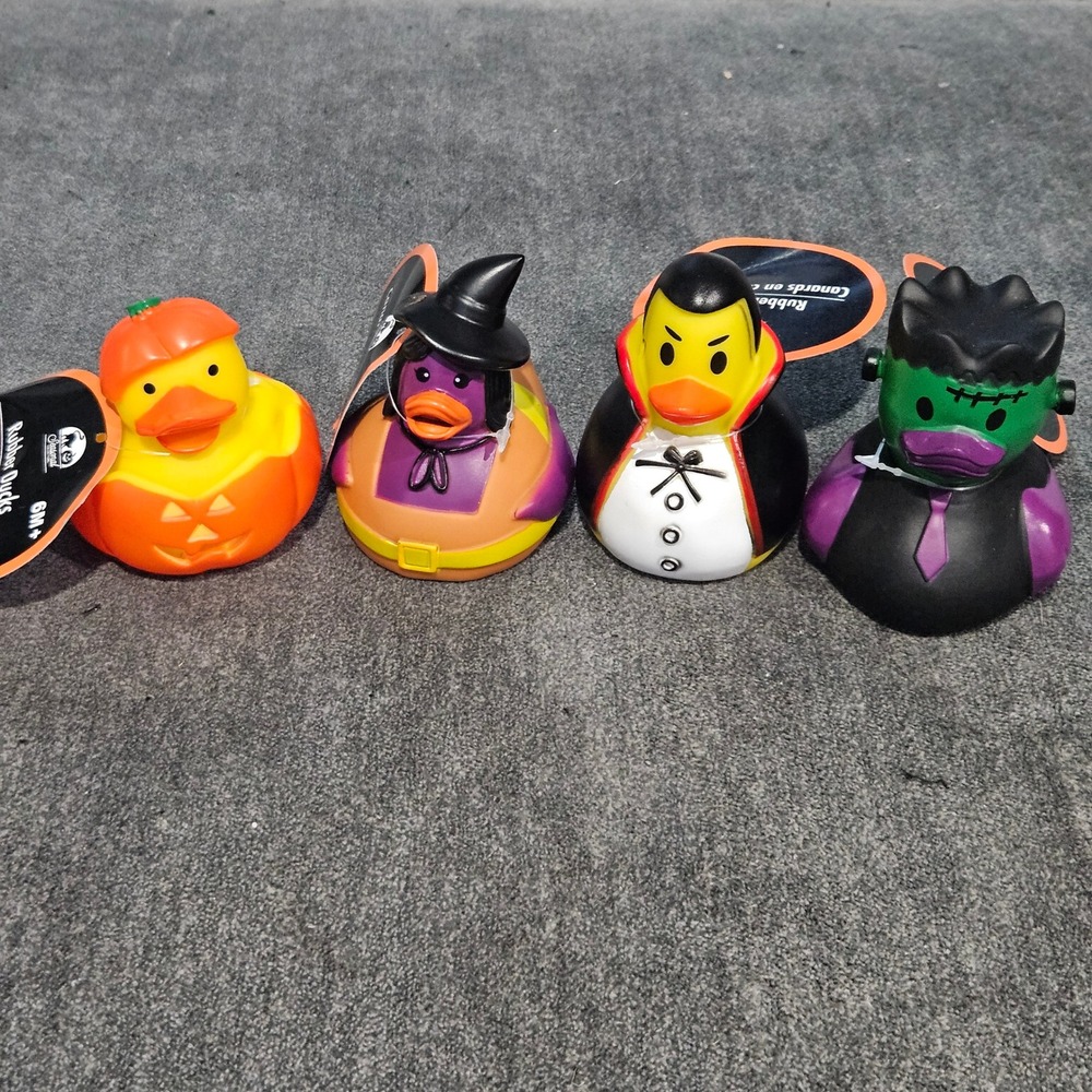 Greenbrier International Halloween Rubber Duck Set Pumpkin Witch Vampire 4 Pack